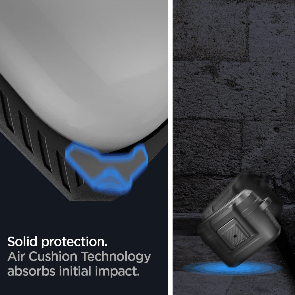 ACS04755 - Apple AirPods Pro Case Lock Fit in matte black showing the solid protection. Air cushion technology absorbs initial impact