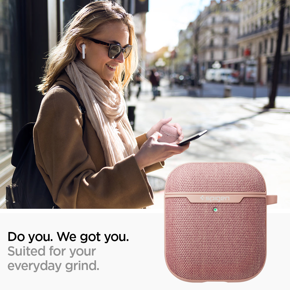 074CS27598 - Apple AirPods 1 / 2 Case Urban Fit in rose gold showing how it is suited for your everyday grind