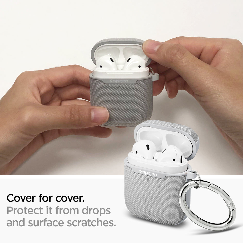 074CS27031 - Apple AirPods 1 / 2 Case Urban Fit in gray showing cover to cover. Protect it from drops and surface scratches