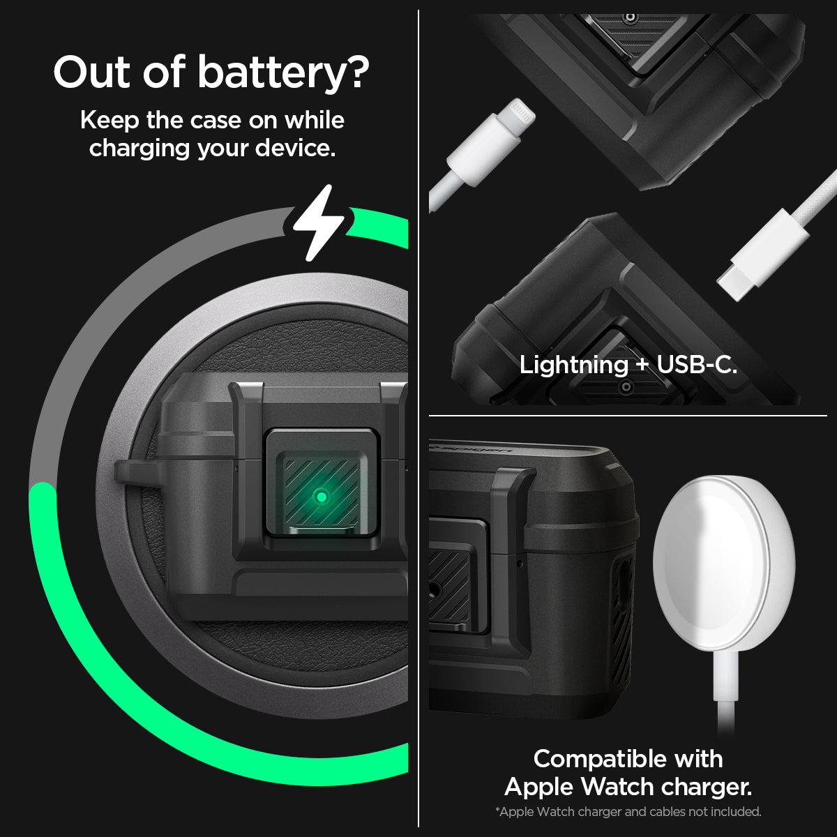 ACS05485keep the case on while charging your device. Lightning + USB-C compatible with Apple Watch charger