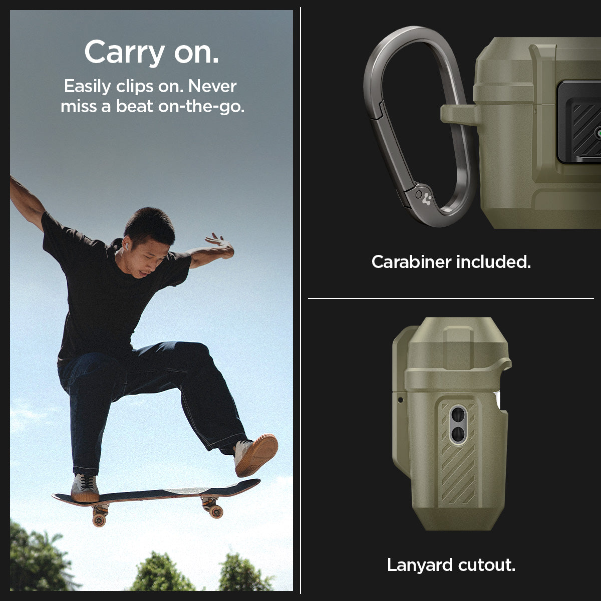 ACS05911easy to clip on. Never miss a beat on-the-go. Carabiner included with lanyard cutout
