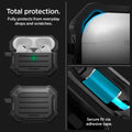 ACS05480 - Apple AirPods Pro 2 Case Tough Armor in black showing the total protection. Fully protects from everyday drops and scratches. Secure fit via adhesive tape