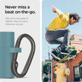 ASD02215 - Apple AirPods 3 Case Classic Shuffle in cactus green showing the never miss a beat on-the-go. Clip on to any bags or objects. Easy to carry wherever you go