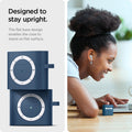 ASD02216 - Apple AirPods 3 Case Classic Shuffle in deep blue showing how it is designed to stay upright. The flat base design enables the case to stand on flat surface
