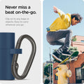 ASD02216 - Apple AirPods 3 Case Classic Shuffle in deep blue showing the never miss a beat on-the-go. Clip on to any bags or objects. Easy to carry wherever you go