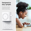 ASD02213 - Apple AirPods 3 Case Classic Shuffle in white showing how it is designed to stay upright. The flat base design enables the case to stand on flat surface