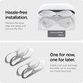 ASD01986 - Apple Airpods 3 Shine Shield in metallic silver showing the hassle-free installation. Remove the buds, align the guide and remove the film. Install a set now and keep the other set to use later for a fresh new look