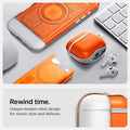 ACS08647 - AirPods 4 Pro / AirPods 4 Classic C1 in Tangerine showing the rewind time. Unique modern retro design for classic style and defense