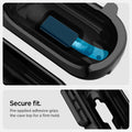 ACS09020 - AirPods 4 Case Lock Fit in Matte Black showing the secure fit. Pre-applied adhesive grips the case top for a firm hold