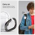 ACS08643 - AirPods 4 Pro / AirPods 4 Ultra Hybrid in Jet White showing the strong carabiner to keep AirPods secure on-the-go