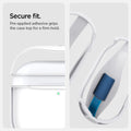 ACS08643 - AirPods 4 Pro / AirPods 4 Ultra Hybrid in Jet White showing the secure fit. Pre-applied adhesive grips the case top for a firm hold