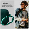 ACS08650 - AirPods 4 Pro / AirPods 4 Case Urban Fit in Midnight Green showing the strong carabiner to keep Airpods secure on-the-go