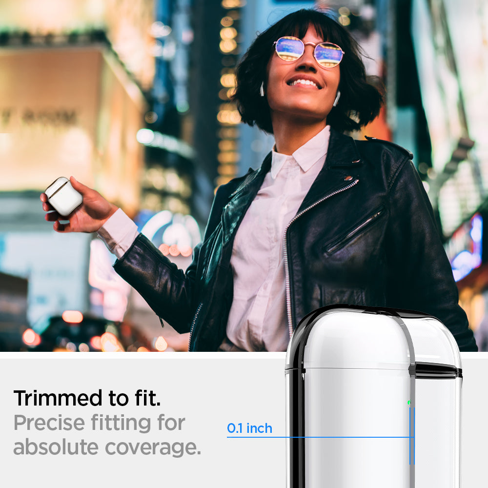 ASD01300 - Apple AirPods 1 / 2 Case Ultra Hybrid in black showing the trimmed to fit. Precise fitting for absolute coverage with 0.1 inch thickness 