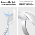 AMP02817 - Apple Airpods Max MagFit Stand in silver showing the grooved for knit mesh protection, u-shaped holder preserves the original silhouette of the airpods max headband