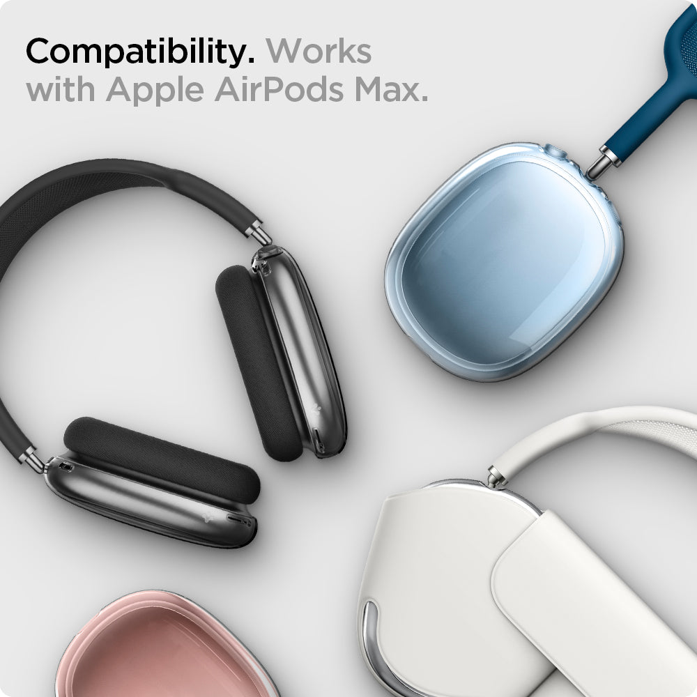 ASD02813 - Apple AirPods Max Case Ultra Hybrid Pro in crystal clear showing the compatibility. Works with Apple AirPods Max