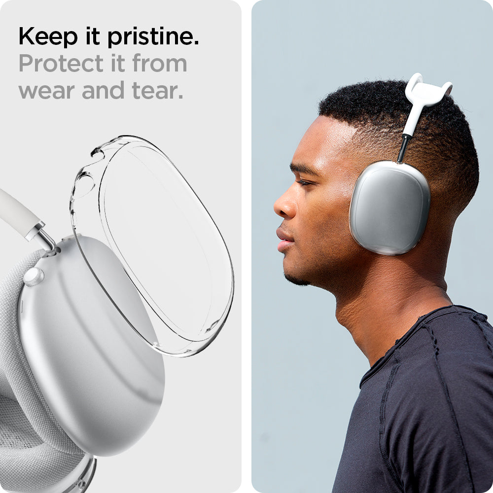 ASD02813 - Apple AirPods Max Case Ultra Hybrid Pro in crystal clear showing the protection from wear and tear