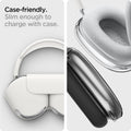 ASD02813 - Apple AirPods Max Case Ultra Hybrid Pro in crystal clear showing the case-friendly. Slim enough to charge with case