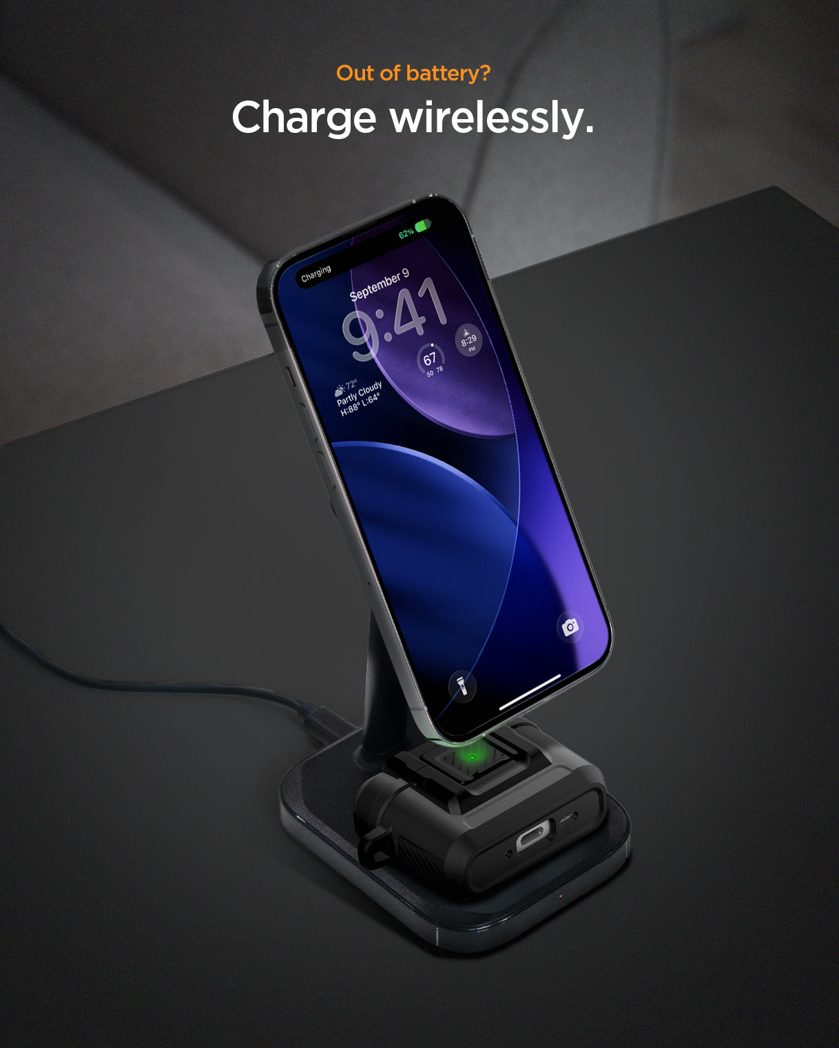 ACS09825 - AirPods Pro 3 Lock Fit in Matte Black showing out of battery? Wireless charge compatible.