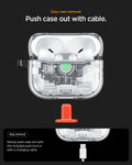 ACS10018 - AirPods Pro 3 Series Ultra Hybrid Zero One (MagFit) in Zero One White showing easy case removal. push case out with cable