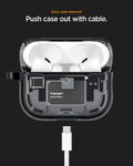 ACS09823 - AirPods Pro 3 Series Ultra Hybrid Zero One (MagFit) in Zero One Black showing easy case removal. push case out with cable