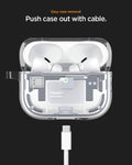 ACS10018 - AirPods Pro 3 Series Ultra Hybrid Zero One (MagFit) in Zero One White showing easy case removal. push case out with cable