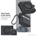 ASD00838 - Apple AirPods Pro Case Classic Shuffle in charcoal gray showing the classic design. Oldie but still a goodie