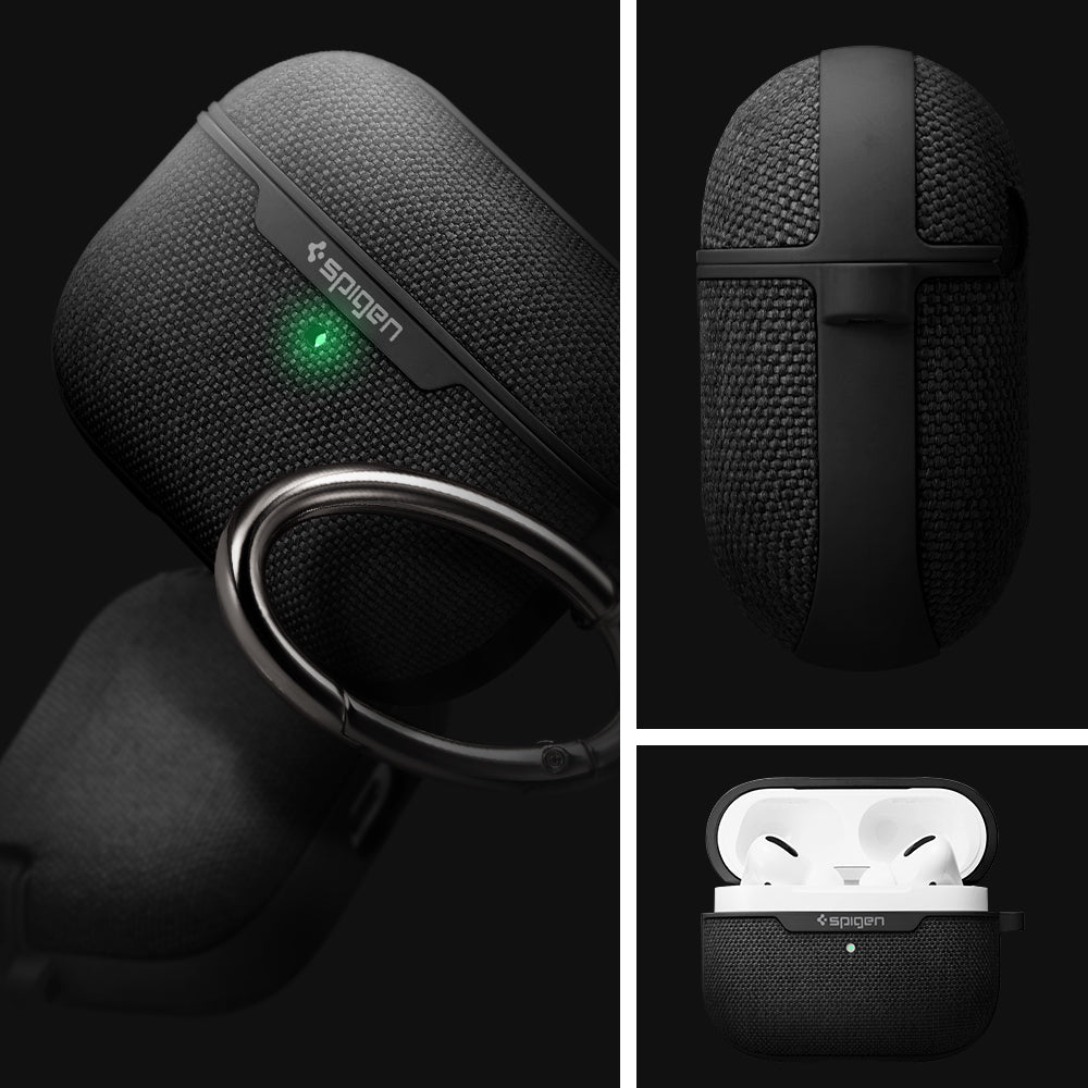 ASD00572 - Apple AirPods Pro Case Urban Fit in black showing the different angles