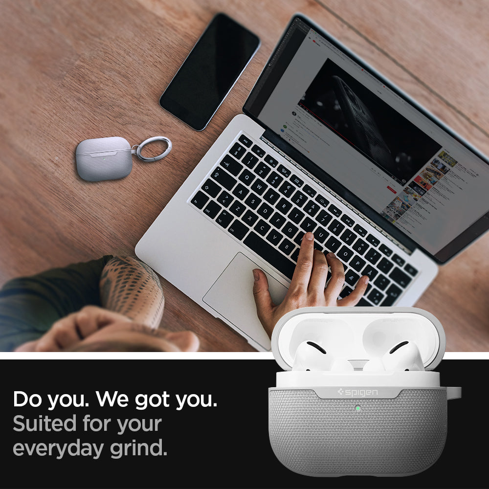 ASD00573 - Apple AirPods Pro Case Urban Fit in gray showing how it is suited for your everyday grind