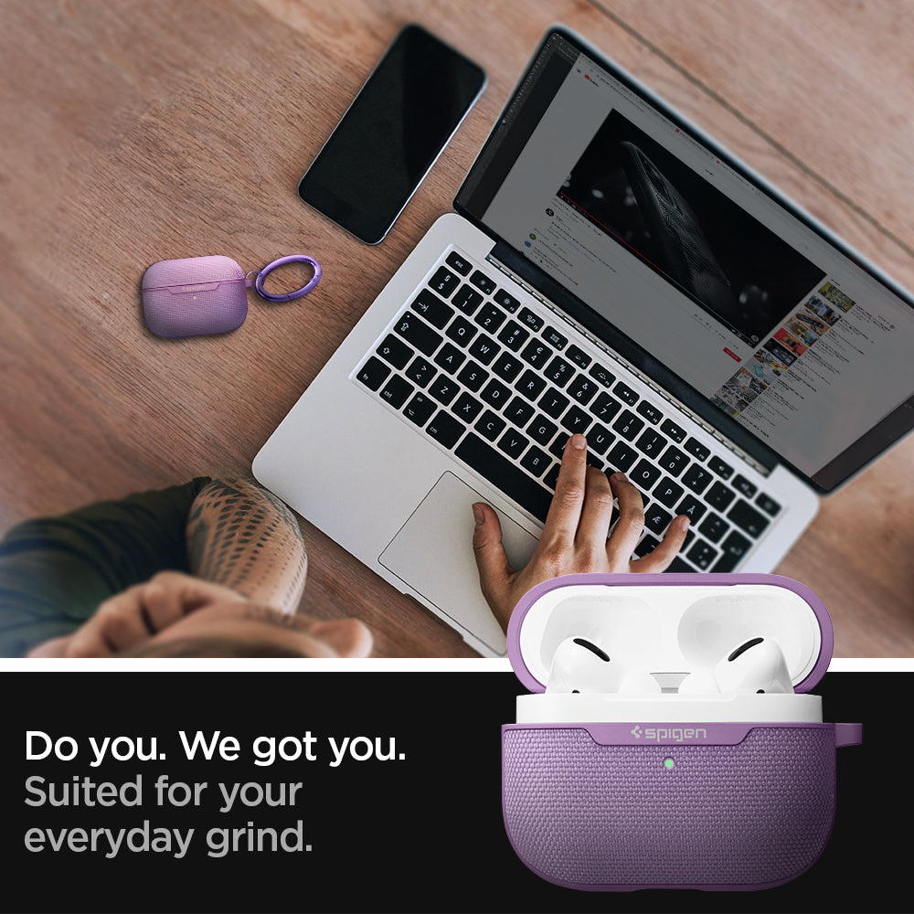 ASD00574 - AirPods Pro Case Urban Fit in Purple showing how it is suited for your everyday grind