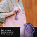 ASD00574 - AirPods Pro Case Urban Fit in Purple showing how it is easy to carry. Strong carabiner firmly hooks on