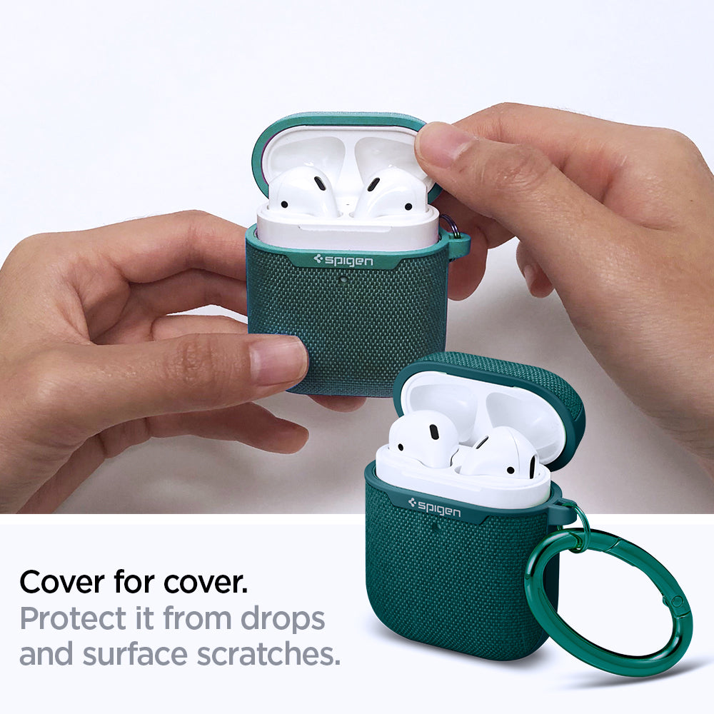 ASD00678 - Apple AirPods 1 / 2 Case Urban Fit in midnight green showing cover to cover. Protect it from drops and surface scratches