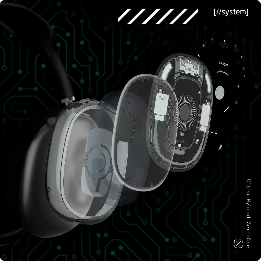 ACS05592 - Airpods Max Series Ultra Hybrid Pro Zero One showing the front parts detached