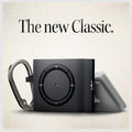 ACS05486 - Apple AirPods Pro 2 Case Classic Shuffle in charcoal showing the new classic facing front and partial side with carabiner attached