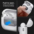 ASD06155 - AirPods Pro 2 Lock Fit M in Metallic Gray showing the push to open. Simply push the button to unlock your AirPods