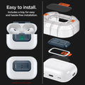 ASD06153 - AirPods Pro 2 Lock Fit M in Metal Slate showing how easy it is to install. Includes a tray for easy and hassle-free installation