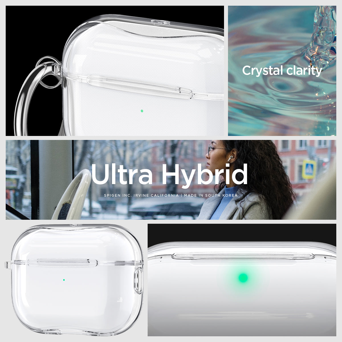 ACS05481 - Apple AirPods Pro 2 Case Ultra Hybrid in crystal clear showing the different angles