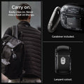 ACS05593 - AirPods Series Ultra Hybrid Zero One (MagFit) Case in zero one showing how to easily clip it on. Never miss a beat on-the-go