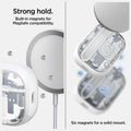 ACS07423 - AirPods Pro 2 Ultra Hybrid Zero One (MagFit) in Zero One White showing the strong hold. Built-in magnets for MagSafe compatibility. It has six magnets for a solid mount