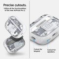ACS07423 - AirPods Pro 2 Ultra Hybrid Zero One (MagFit) in Zero One White showing the precise cutouts. Utilize all the functionalities of the new AirPods Pro 2. It has cutout for lanyard and cutout for speakers 