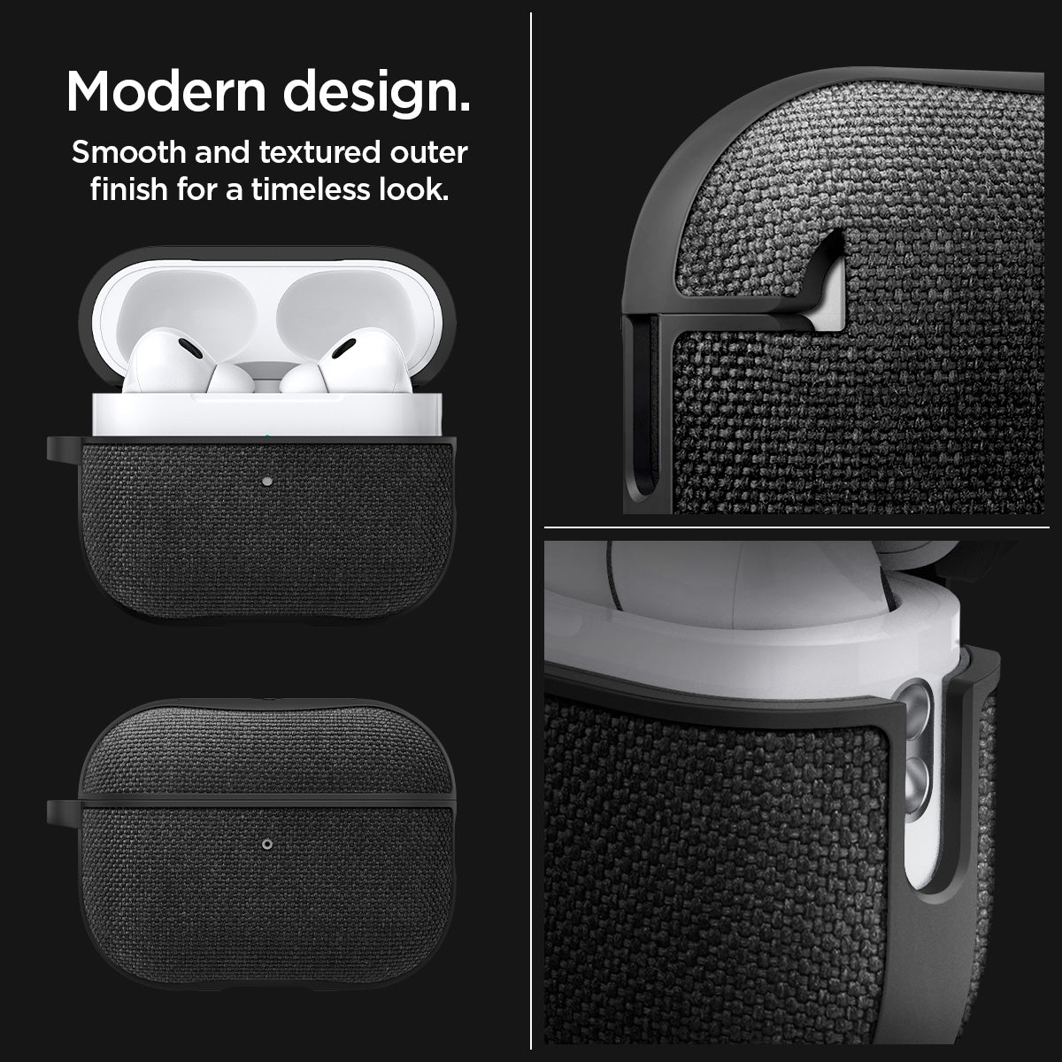 ACS05483 - Apple AirPods Pro 2 Case Urban Fit in black showing the modern design. Smooth and textured outer finish for a timeless look