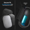 ACS05483 - Apple AirPods Pro 2 Case Urban Fit in black showing the secure fit. Pre-applied adhesive grips the Airpods Pro 2 firmly with adhesive tape inside