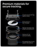 ACS10464 - 4 Pack Apple AirTag Tough Armor IP in Black showing premium materials for secure tracking. 4 screws secure AirTag in place, Silicone ring keeps case airtight & waterproof, Premium PC for lasting durability and Pre-applied tape mounts easily on flat surface. AirTag device is NOT included