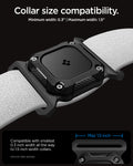 ACS09780 - Apple AirTag Tough Armor IP Pet Collar in Black showing the collar size compatibility. Minimum width: 0.3
