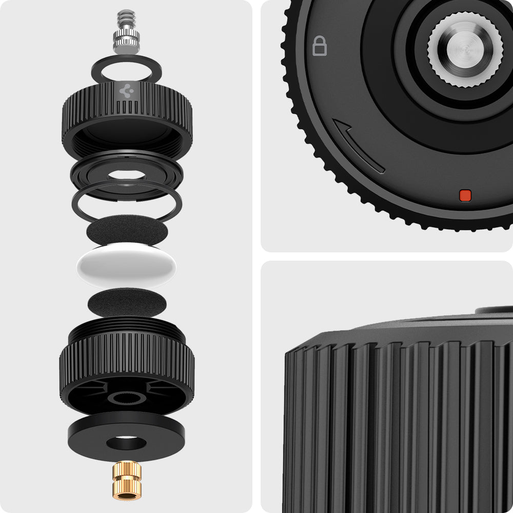 AHP04759 - AirTag Camera Mount Adapter in black showing the different angles and parts