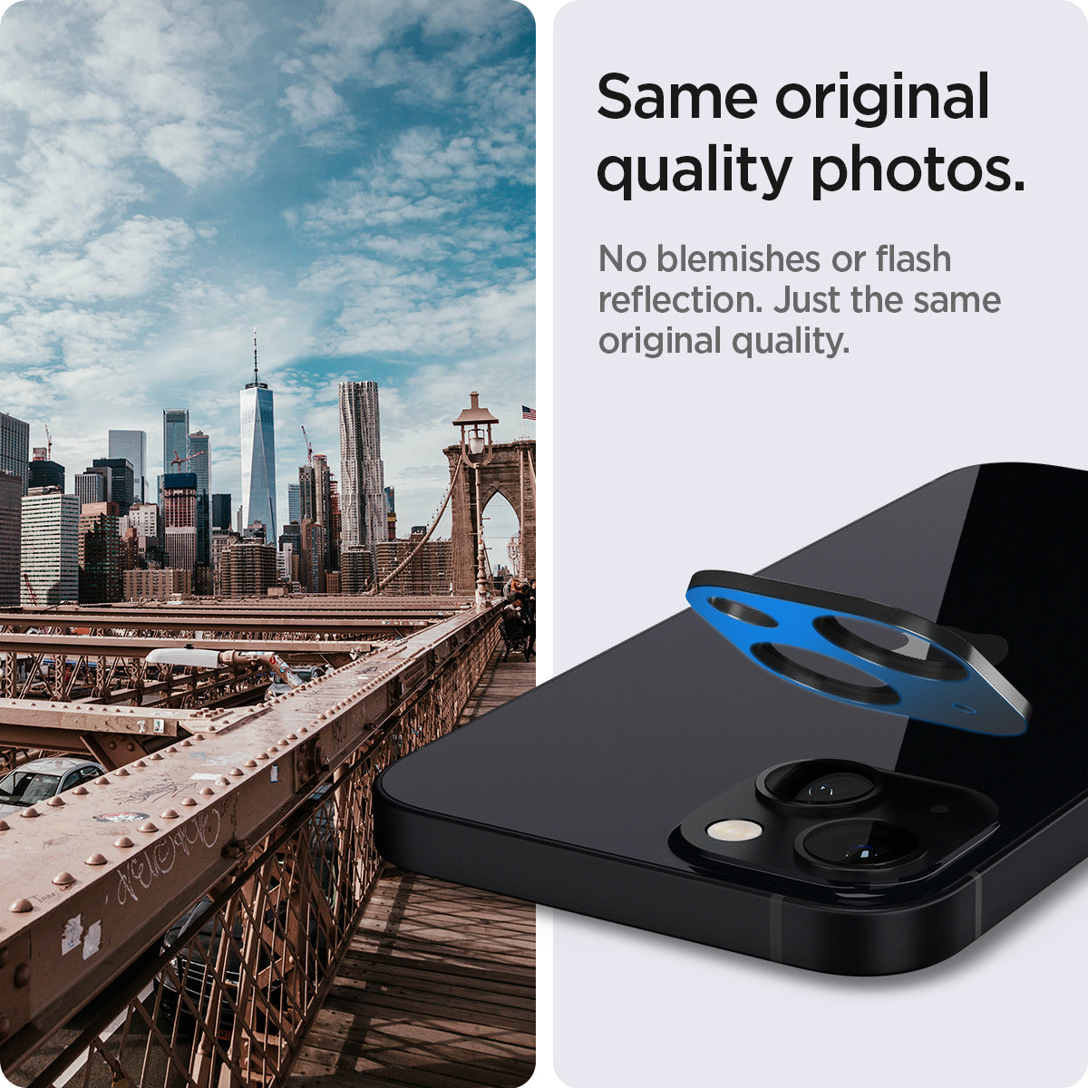 AGL03395 - iPhone 13 Mini / iPhone 13 Optik Lens Protector in black showing same original quality photos. No blemishes or flash reflection. Just the same original quality.