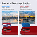 AGL04039 - iPhone 13 Mini / iPhone 13 Optik Lens Protector in red  showing smarter adhesive application. Spigen design partial adhesive. No blemish over time. Other's design full adhesive over time.