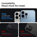 AGL04034 - iPhone 13 Pro Max / iPhone 13 Pro Optik Lens Protector in gold showing compatibility. Please check the model. Only compatible with iPhone 13 pro and iPhone 13 pro max. Not compatible with iPhone 13, 13 mini. Not compatible with iPhone 12 pro ma