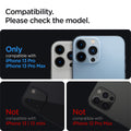 AGL04104 - iPhone 13 Pro Max / iPhone 13 Pro Optik Lens Protector in crystal clear showing compatibility. Please check the model. Only compatible with iPhone 13 pro and iPhone 13 pro max. Not compatible with iPhone 13, 13 mini. Not compatible with iPhone 
