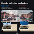 AGL04034 - iPhone 13 Pro Max / iPhone 13 Pro Optik Lens Protector in gold showing smarter adhesive application. Spigen design partial adhesive. No blemish over time. Other's design full adhesive over time.