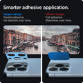 AGL04032 - iPhone 13 Pro Max / iPhone 13 Pro Optik Lens Protector in sierra blue showing smarter adhesive application. Spigen design partial adhesive. No blemish over time. Other's design full adhesive over time.